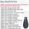 Key Fob Shell Case Replacement Fits for Dodge RAM 1500 2500 3500 Grand Caravan Journey Durango Jeep Grand Cherokee 2010 2011 2012-2017 Keyless Entry