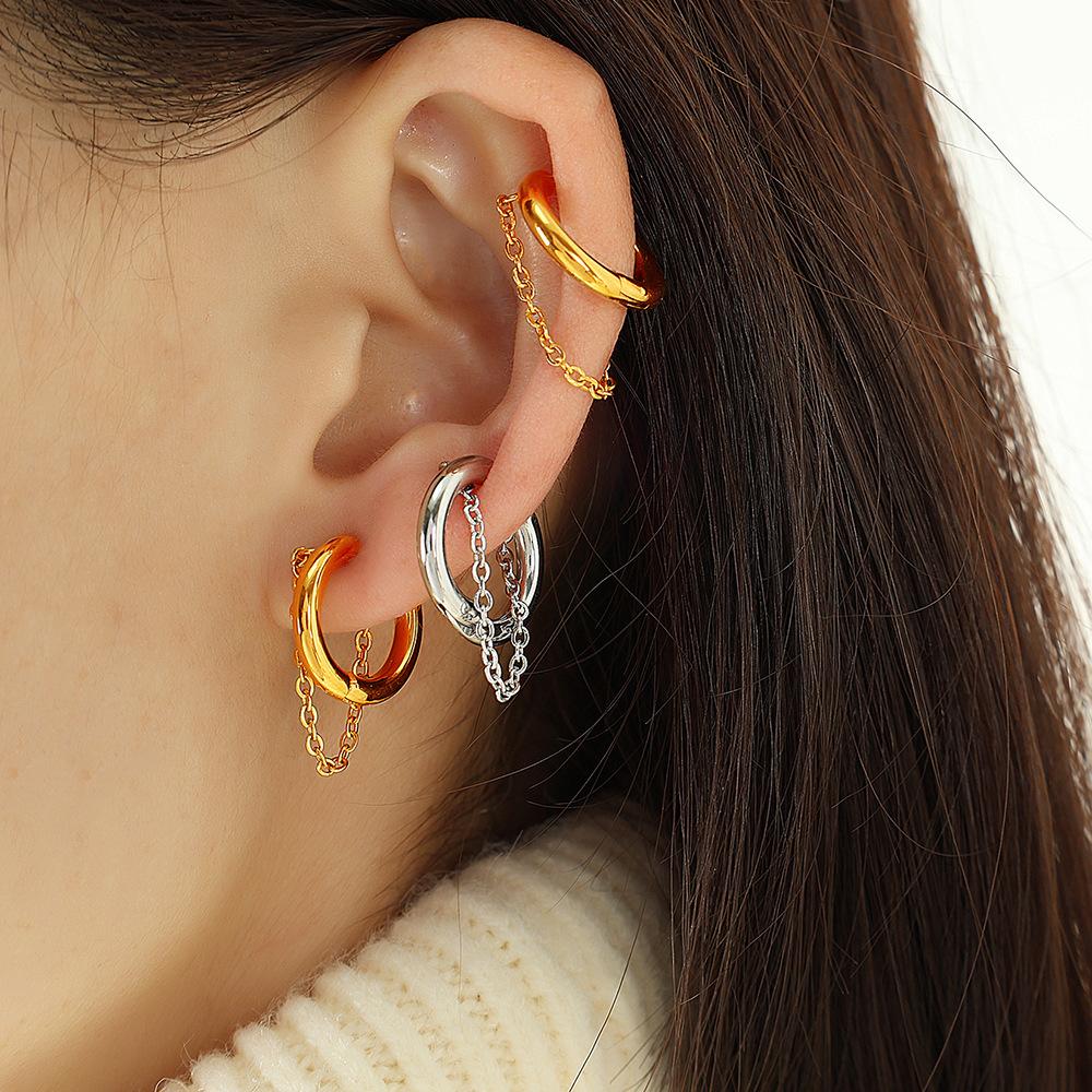 Simple and compact ear clip without ear piercing female titanium steel ear bone clip niche design