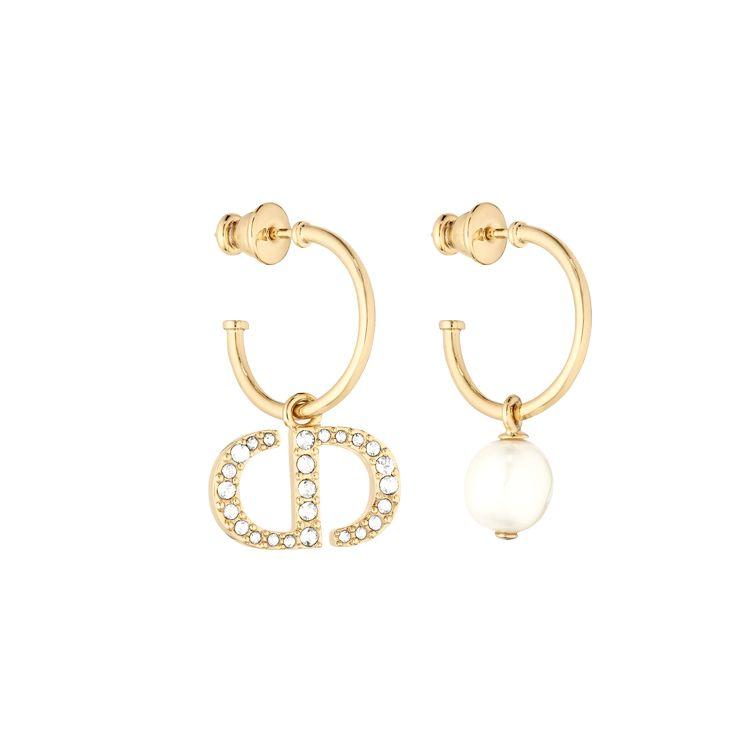 Dior Women's White/Gold Petit Cd Earrings With Imitation Crystal And Resin Beads Earrings E1548ptccy_d301