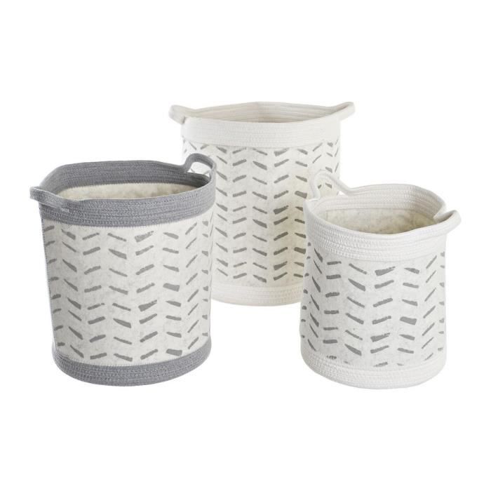 Panier - Noname - Lot de 3 - Coton gris - 35 x 35 x 40 cm - Design simple