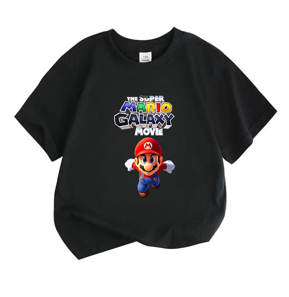 Kids Boys Girls Crew Neck Short Sleeve 100% Cotton T-Shirt, Cute Super Galaxy Flying Cartoon Character Print Casual Soft Breathable Summer Tee Tops fo