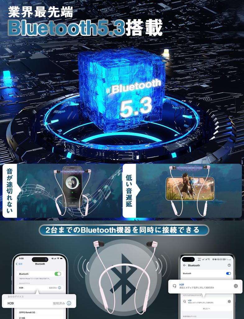 Bluetooth earphones with 38 hours of continuous wireless earphones with CVC noise fast sound automatic and ideal for working from LINE and Zoom