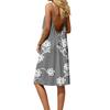 Damen-Rückenfreies Spaghettiträger-Kleid, Ärmelloses Dünn-Träger-Fließendes Strandurlaub-Kurzkleid, Mit Rückenband.
