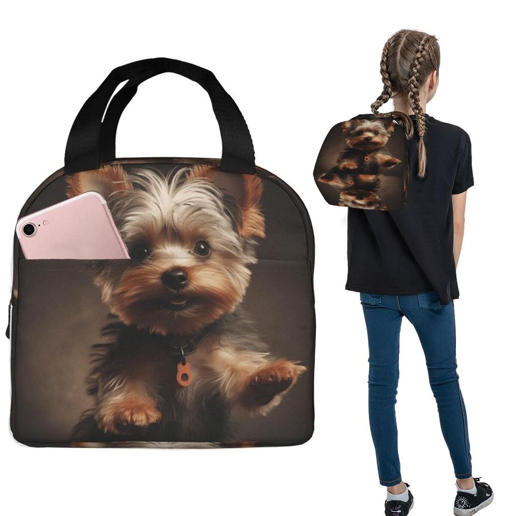 Yorkshire Terrier Dog Being Cute Insulated Lunch Bag for Women Children Portable Food Boxes Thermal Lunch Box Tote