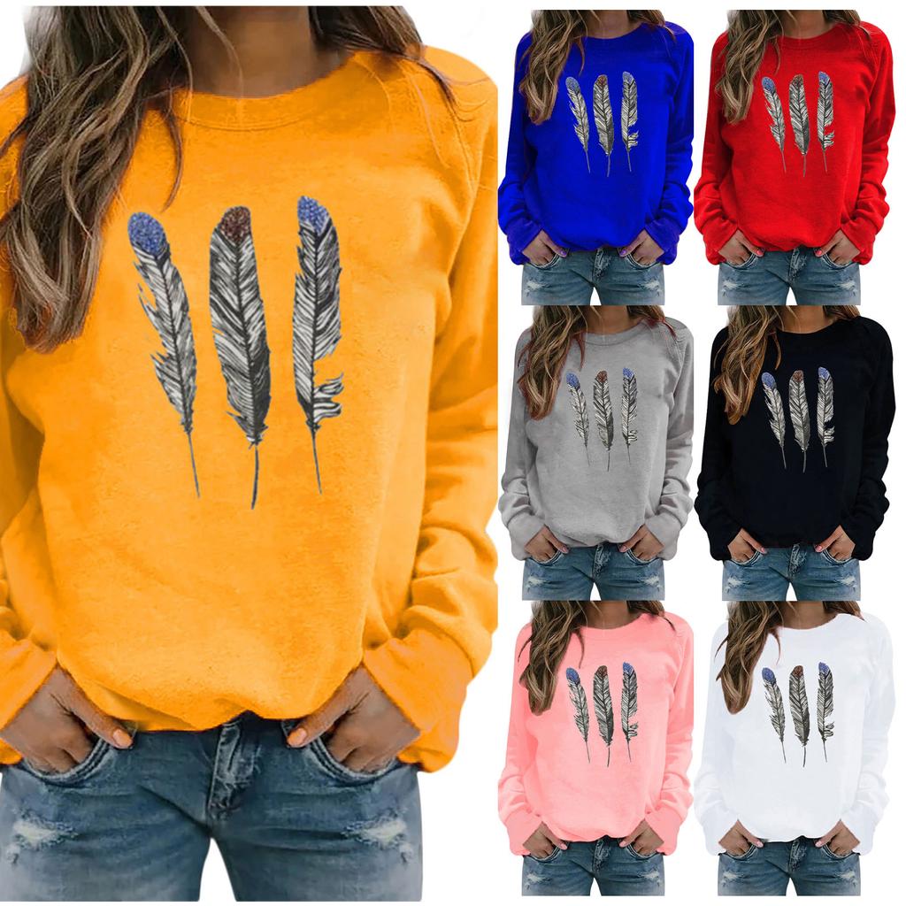 Winter Womens Casual Tops Ladies Print Sweatshirt Blouse Tee Sweater