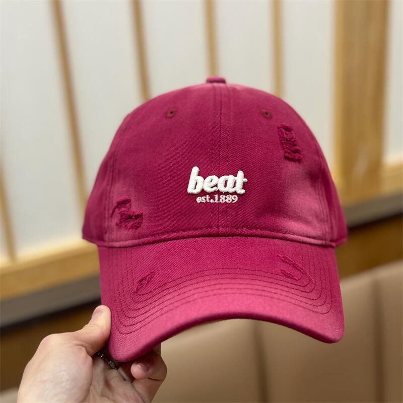 Spring And Summer Simple Letter Embroidery Ripped Baseball Cap Versatile Face Small Soft Top Sunshade Cap Tide adjustable