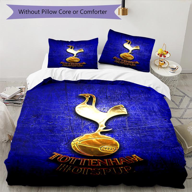 Tottenham Hotspur F.C Design Muster Bettbezug-Set – enthält 1 Bettbezug und 2 passende Kissenbezüge Schlafzimmerdekoration Weihnachtsgeschenke