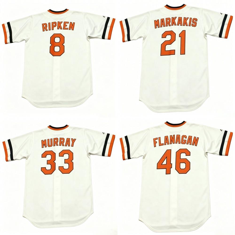 Genäht 1974-1983 Erwachsene Jugend EARL WEAVER PAUL BLAIR CAL RIPKEN EDDIE MURRAY MIKE FLANAGAN Throwback Baseballtrikot S-5XL