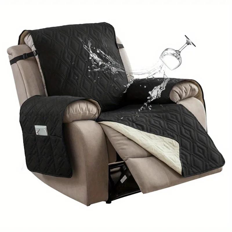 1pcs Waterproof Recliner Cover with Pockets Non-Slip Washable Sofa Protector for Furniture Universal Fit Durable Couch Slipcover