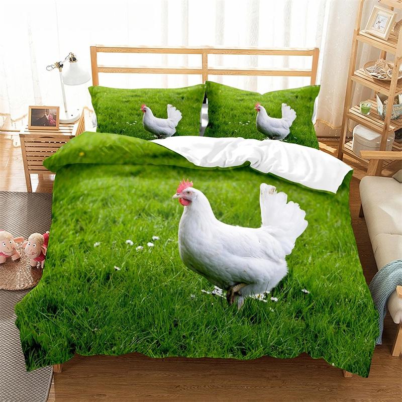Farm Chicken King Queen Full Duvet Cover Hen Lovely Chick Bedding Set Family Animal Quilt Cover 2/3pcs Polyester Comforter Cover