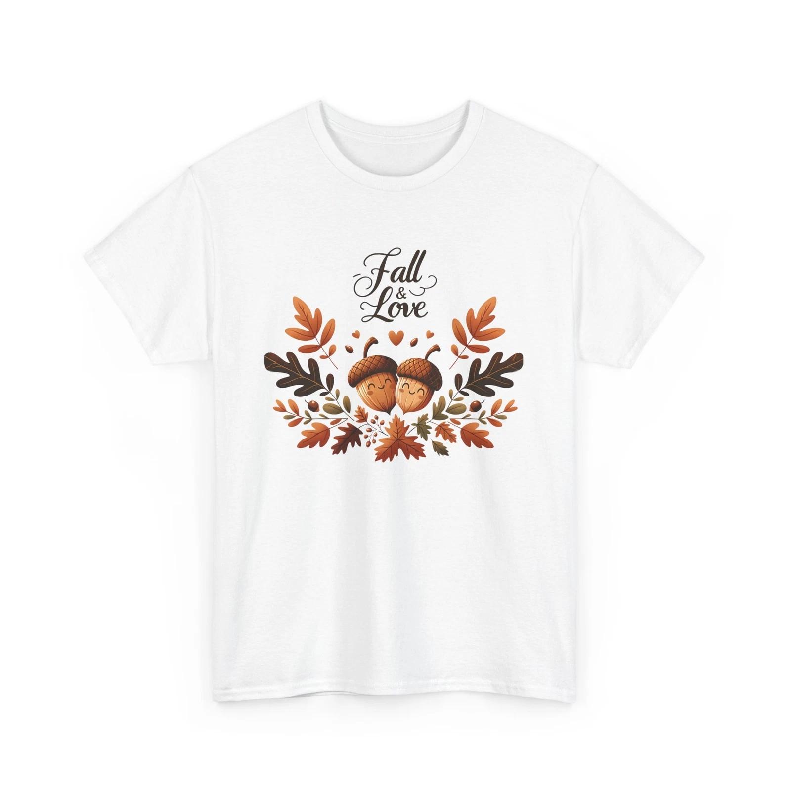 Fall Aesthetic T-Shirt | Autumn Leaves Pumpkin Tee | Fall in Love with Leaves S
