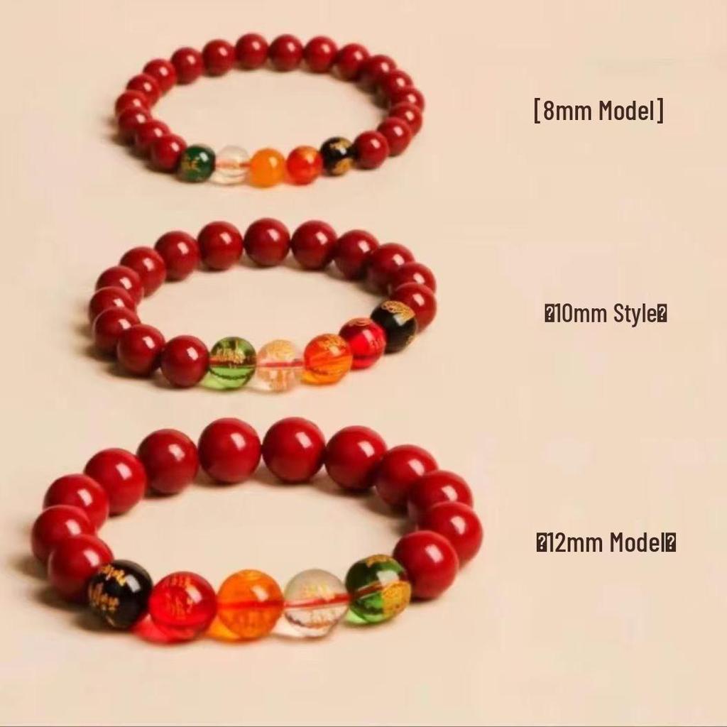 Armband met natuurlijke cinnaber draak en konijn - drie-in-één geluksbrenger en originele armband van ertskralen