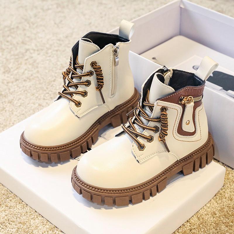 Boy's Winter Boots Fashionable Plush Warm and Casual High Top Cotton Boots Mid-Top Boots Fashion Black Boots