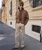 LMOOD Lay Flare Cotton Slacks Beige