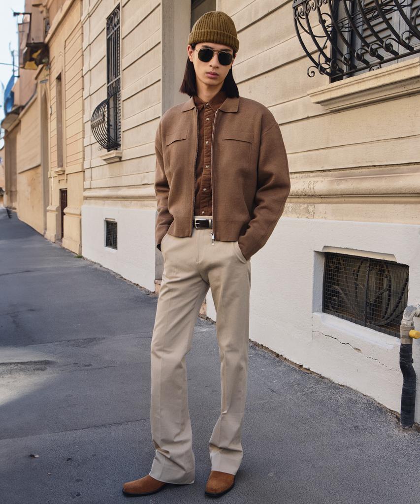 LMOOD Lay Flare Cotton Slacks Beige