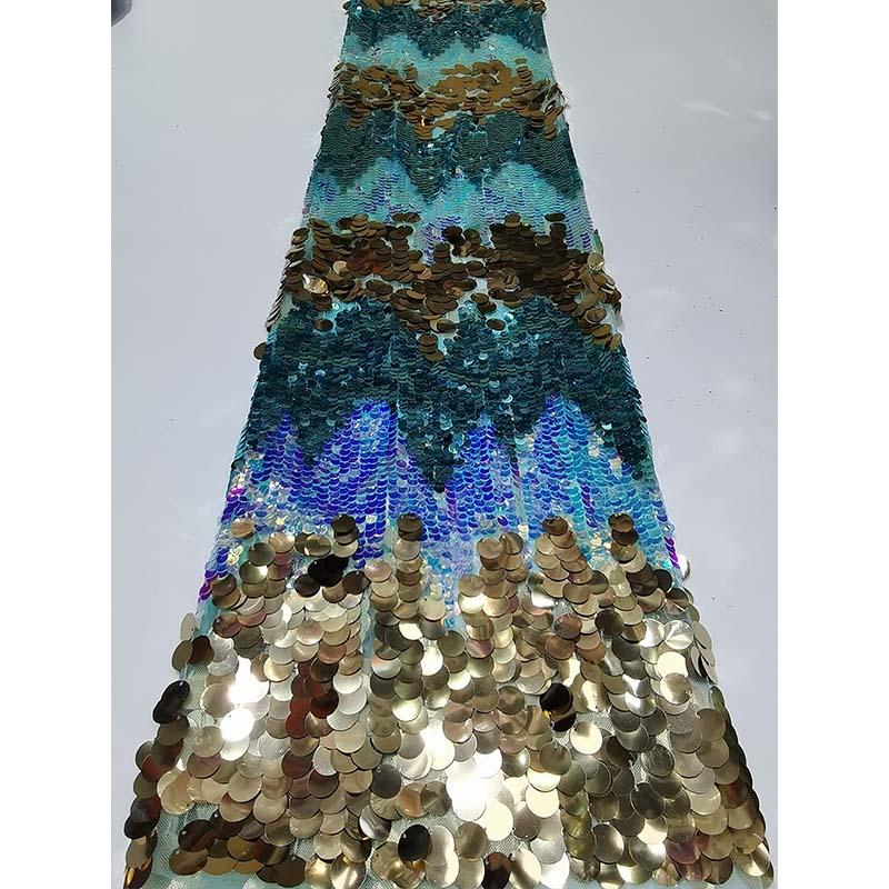 Length: 1Yard Colorful Size Sequin Embroidery Glitter Fabric DIY Sewing Pants Skirts Camisoles Mesh Sequin FabricWide:125CM