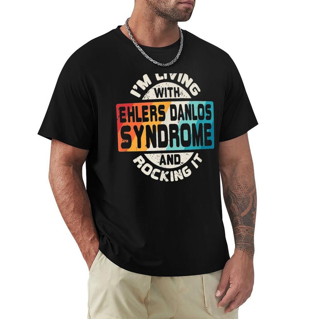 I'm Living With Ehlers Danlos Syndrome And Rocking It T-Shirt Oversized T Shirt Vintage Graphic Tee Blacks Cotton T Shirt Men