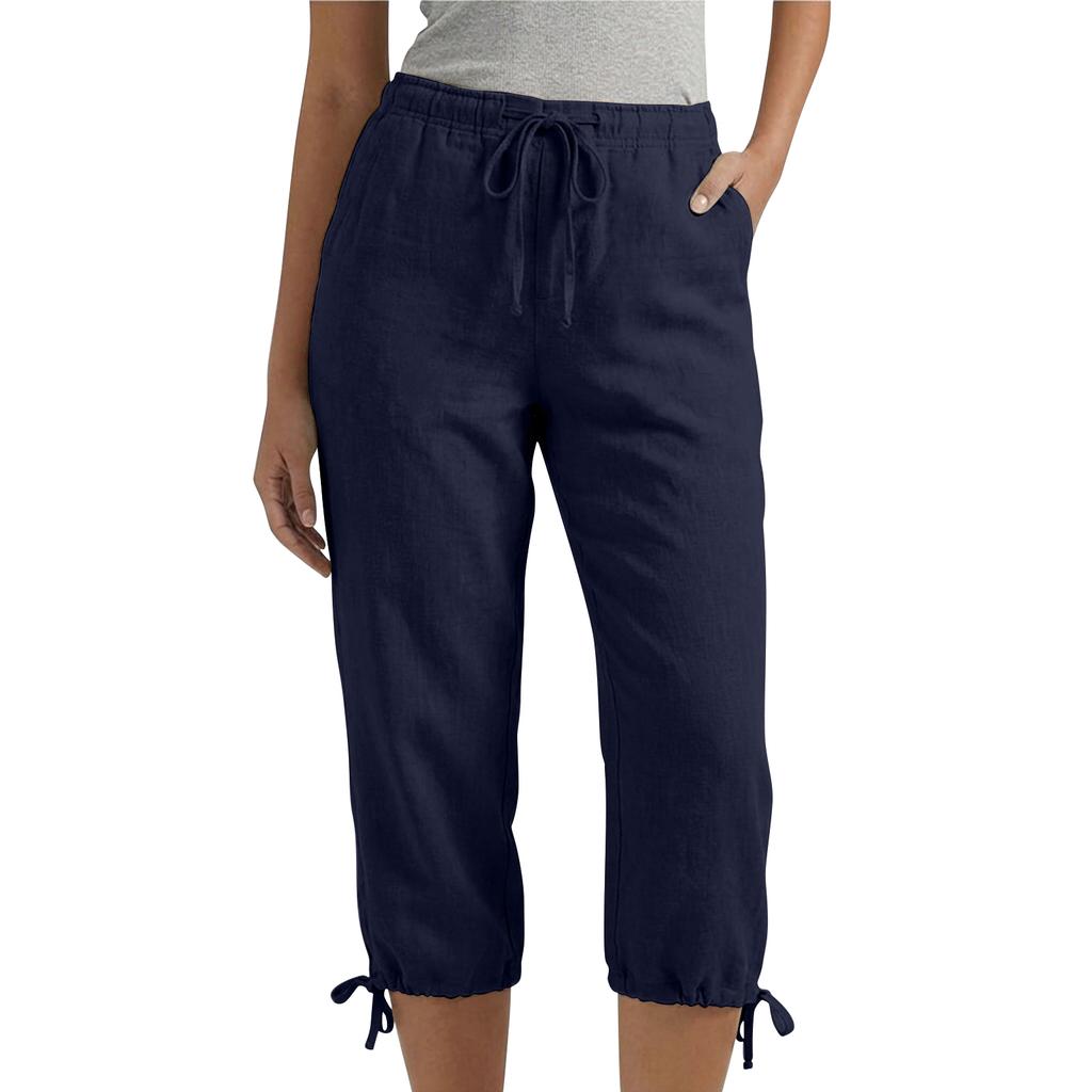 Women's Casual Loose High-Waisted Drawstring Seven-Inch Pants