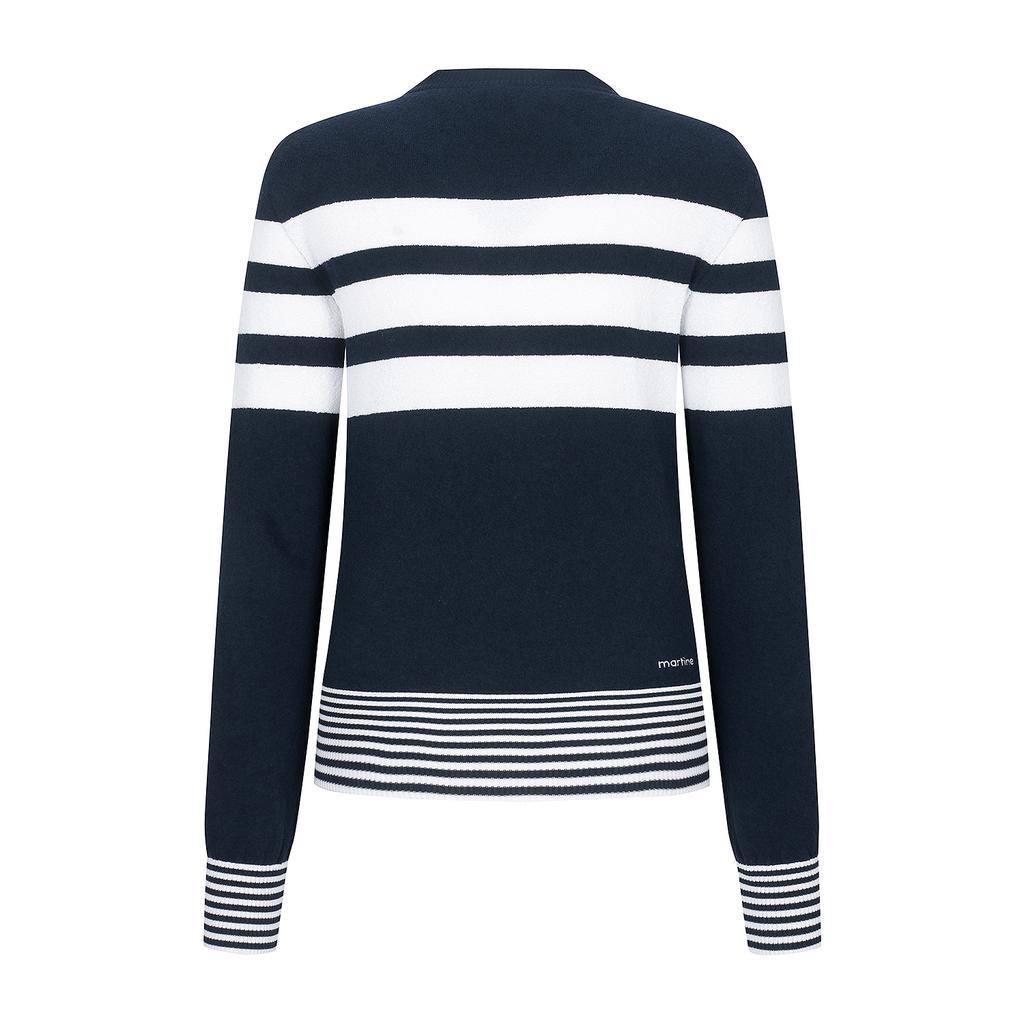 MARTINE GOLF Stripe Boat Neck Knit_Navy