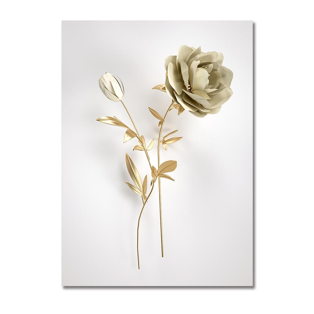 Abstract Golden Flower Wall Art  Canvas Painting Nordic Luxury Art Design Picture Posters and Prints for Living Room Home Decor
