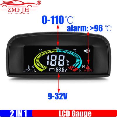 ZMFJH 2 IN 1 Car Gauge Flashing Buzzing Alarm Universal Auto Car Digital Water Temperature Gauge+Voltage with Sensor 10mm 12V24V