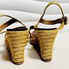 [USED] Rare color Louboutin sandals, size 36, gold, espadrilles, wedge soles
