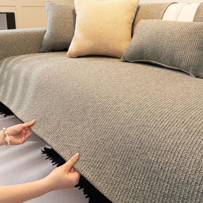 Solid Color Sofa Cushion Winter Non-Slip Plush Seat Cushion Thickened Simple Modern Minimalist Wind Leather Sofa Cover Cover Cloth
