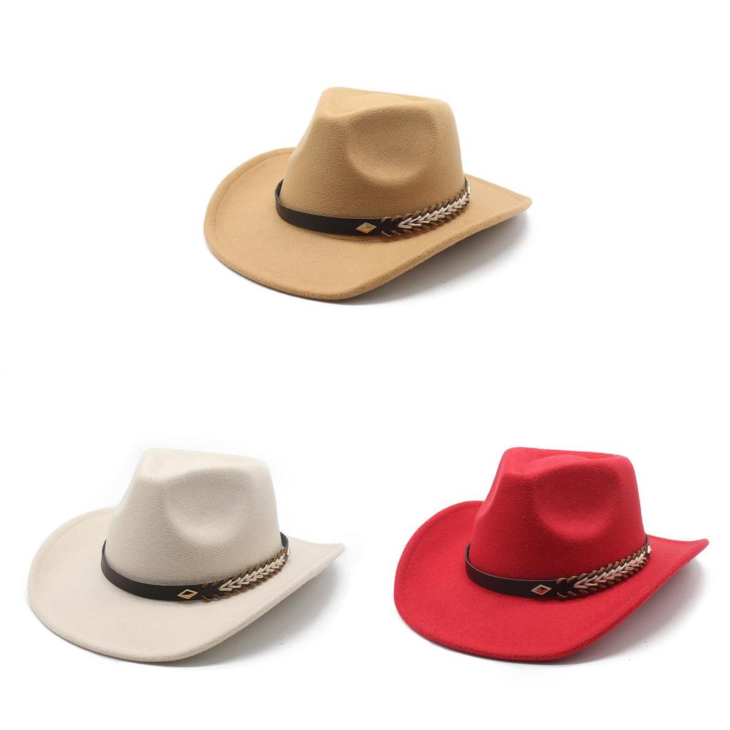 Punk Wool Felt Hat With Wide Brim And Sun Protection For Men And Women In Fall Winter