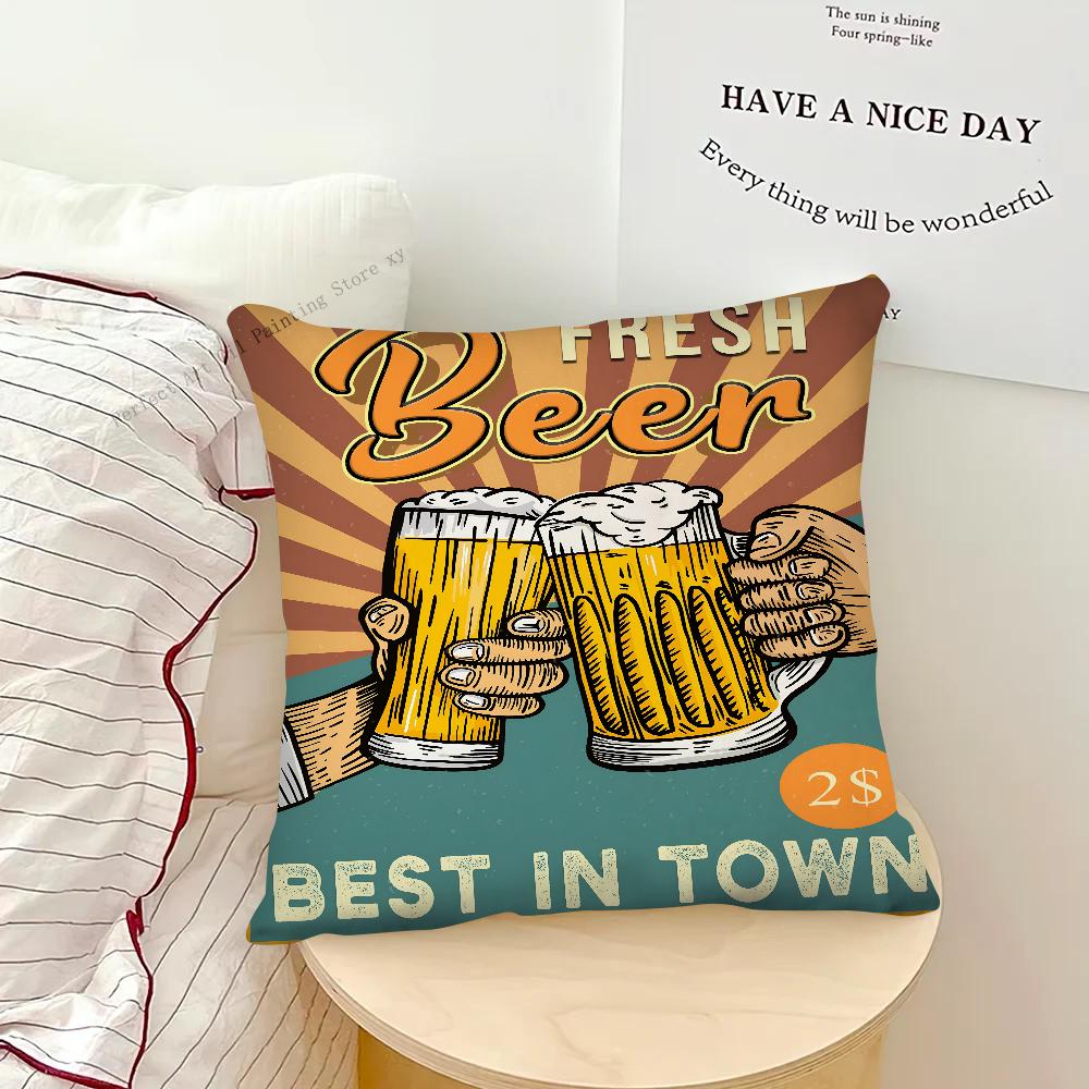 Beer Cigarette Coffee Pillow Case Square Pillow Bedroom Sofa Leisure Comfort Cushion Car Living Room Home Decoration