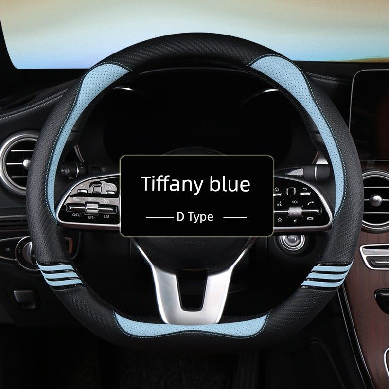 Car Steering Wheel Cover Is Suitable for All Seasons, Suitable for Zeekr 001, Zeekr 007, Zeekr 009, Zeekr X, Anti-Slip and Sweat-Absorbent Tiffany Blue - D Shape