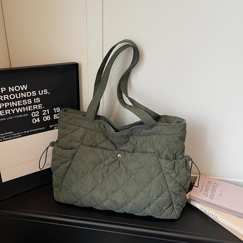 Corduroy Tote Bag Women's Commuter Handbag Large Capacity Shoulder Bag