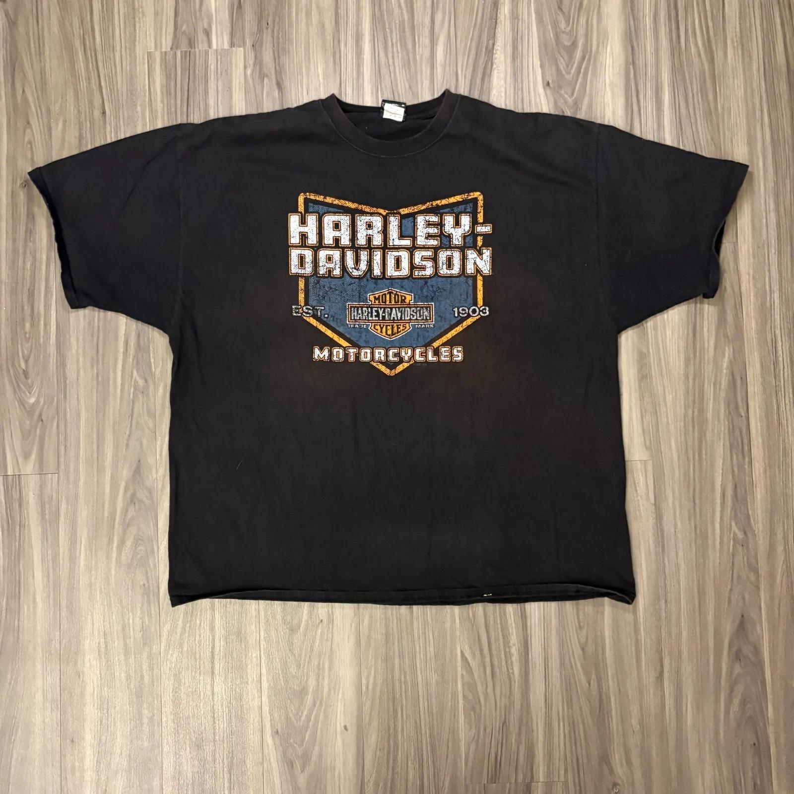 Y2K / Vintage Harley Davidson Gainesville Florida Graphic T Shirt Black Size 4XL S