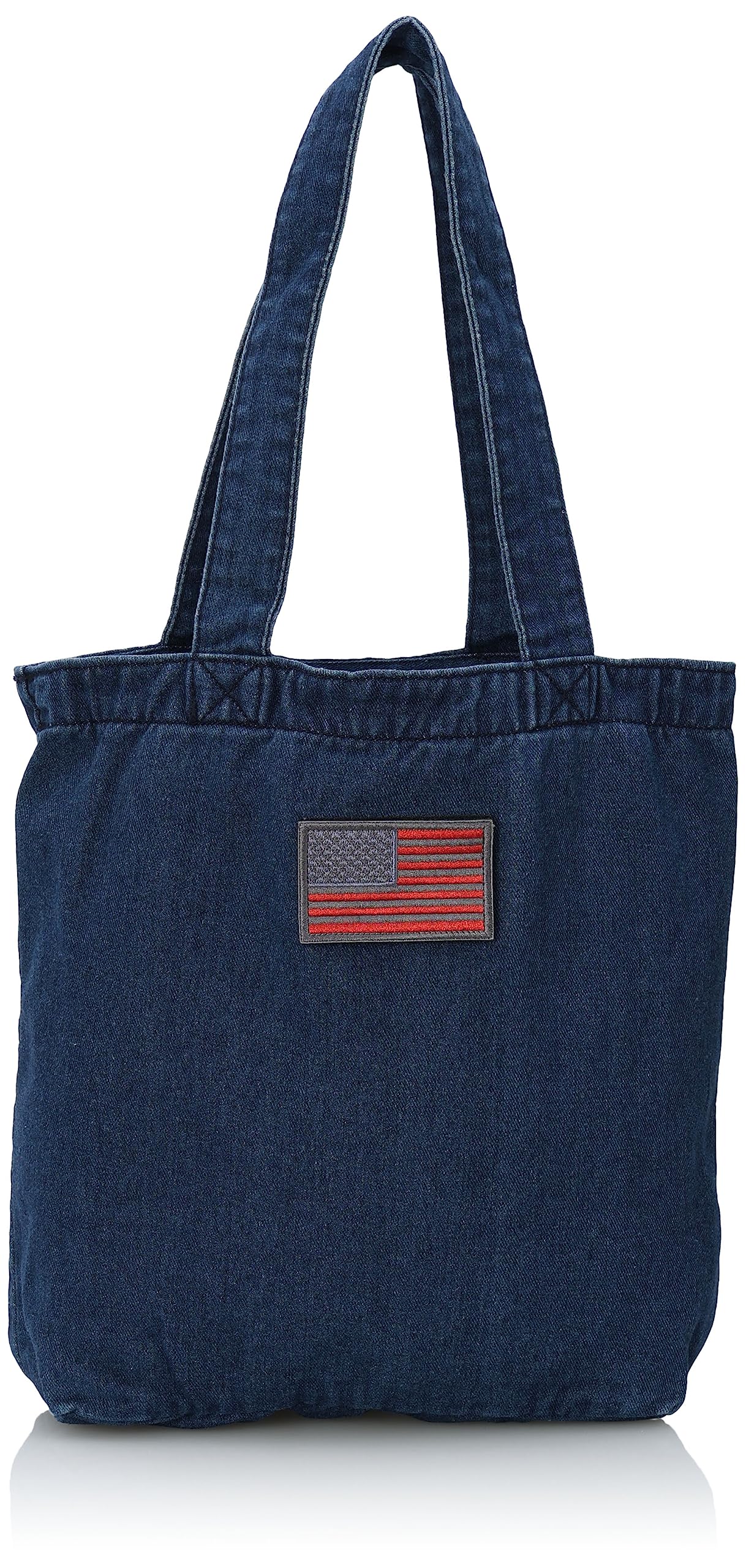 

F-Style 9-Liter Bio-Wash Denim Tote Bag with Stars and Stripes Patch, F-SD010768 - Dark Blue NavyRed Gray (6)