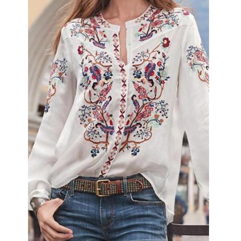 IHUASU Women's Fashion Casual V-Neck Long Sleeve Blouses & Shirts
