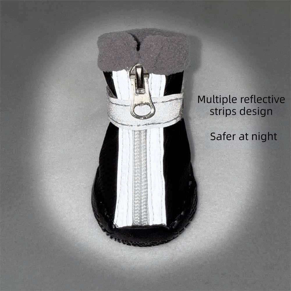 4pcs/set Waterproof Pet Snow Boots Warm Dog Footwear Wear Resistant Winter Dog Shoes  Winter