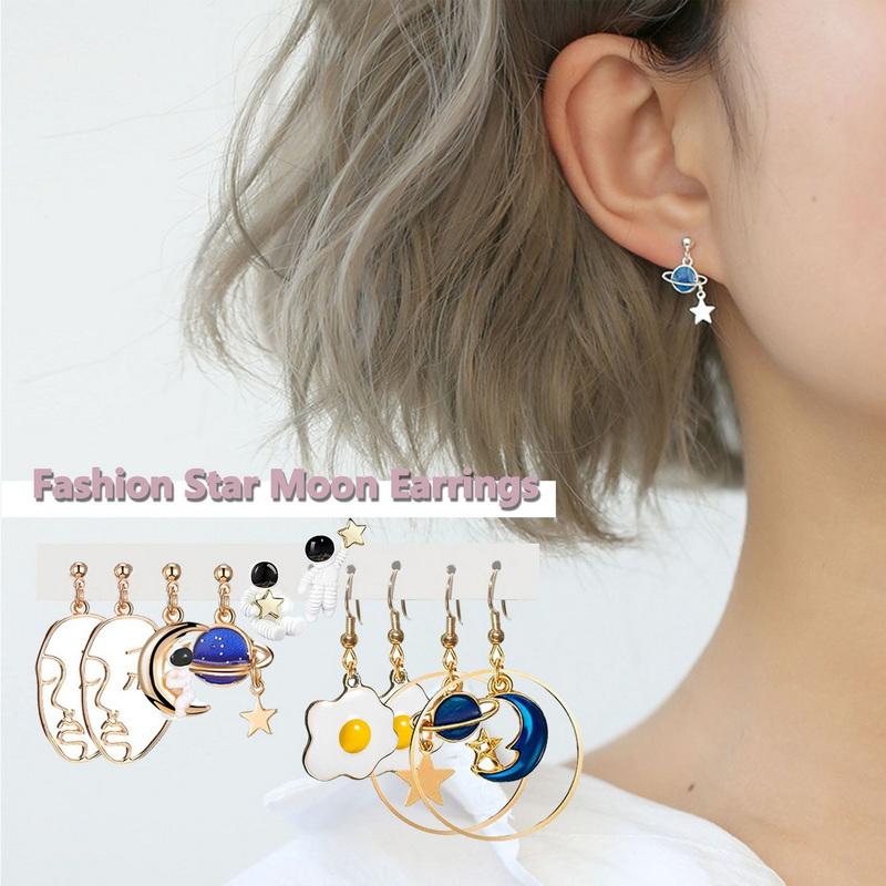 5pcs Fruit Candy Hoop Earrings Set for Women Cute Cartoon Pendant Piercing Ear Stud Drop Dangle Earring 2024 Jewelry Accessories