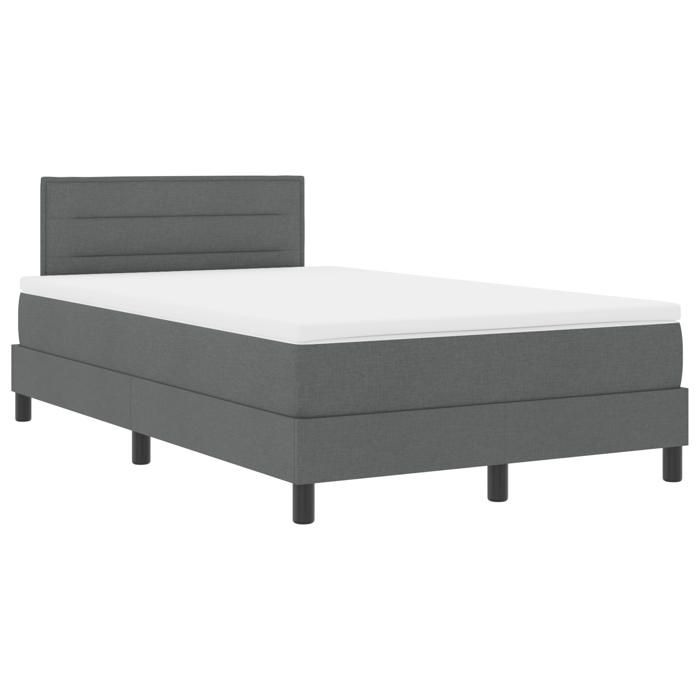 VidaXL Lit à ressorts avec matelas et LED gris foncé 120x200 cm tissu 3342122