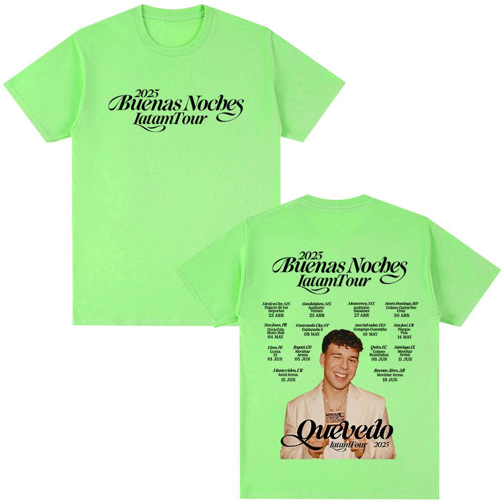 

QUEVEDO 2025 BUENAS NOCHES LATAM TOUR T Shirts Men Women Clothing Retro Fashion Oversized Cotton T-shirt Hip Hop Casual T-shirts 4XL