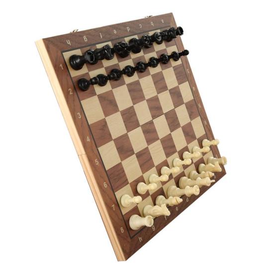 2-In-1 Magnetic Chess Game Wooden Foldable Chess Board Pieces Storage Box Portable Kids Adults Classic Strategy Chess Game