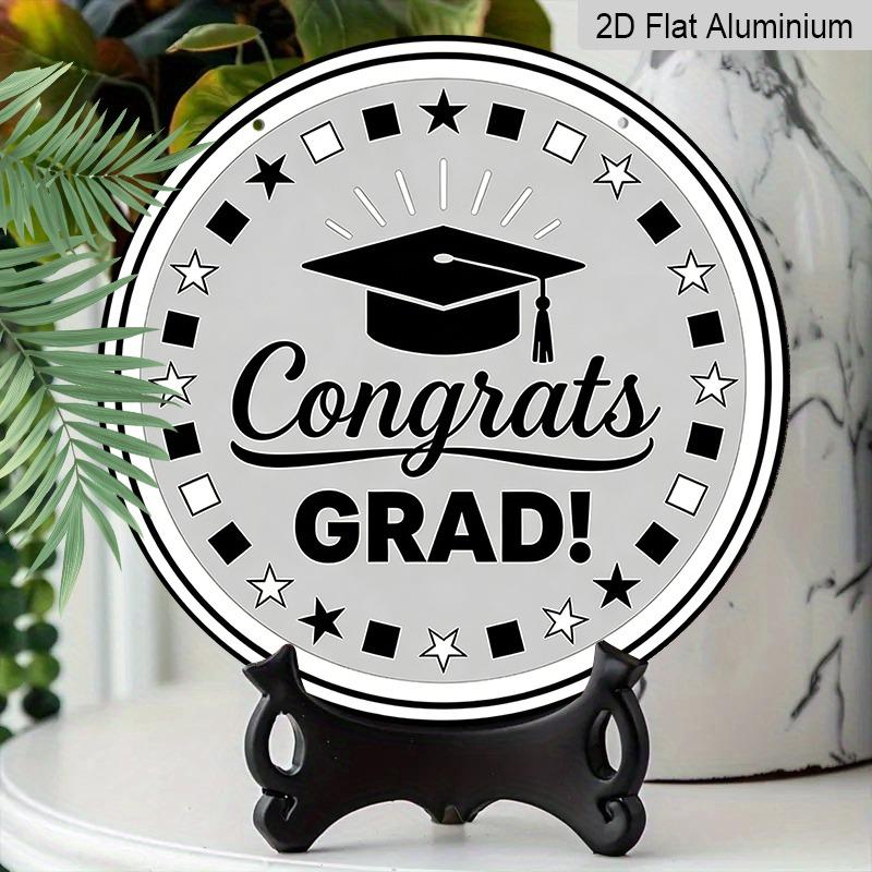 2D Flat Aluminum Graduation-themed Wall Hangings, Available in Multiple Sizes, Featuring A Black and White Badge-style Design, Are A Perfect Choice