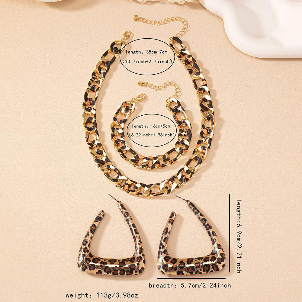 European and American Trend Geometric Triangle Retro Sexy Simple Temperament Stud Earrings Necklace Bracelet Set