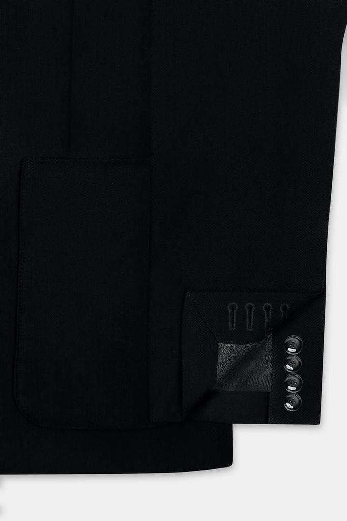 Jade Black Plain Solid Wool Blend Blazer