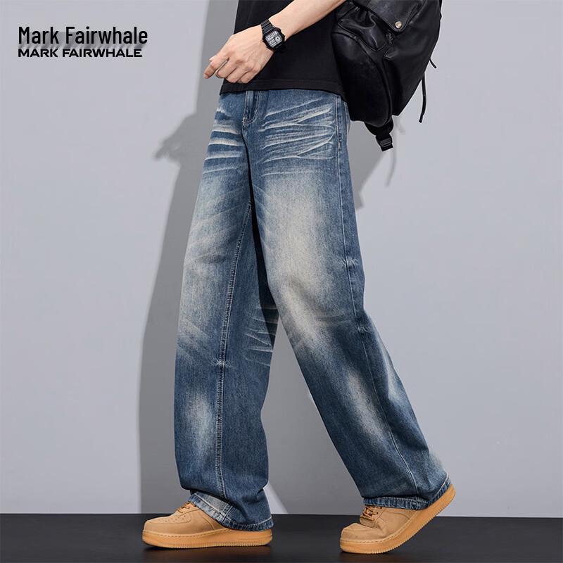 MARK FAIRWHALE Men's Loose Fit Retro Blue Jeans