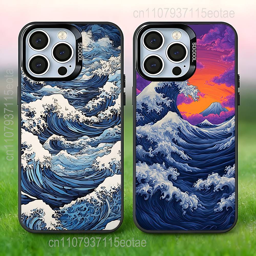 La Grande Onda di Kanagawa Custodia per Telefono Per iPhone 17,16,15,14,13,12,11,Pro,Max,Plus,E,Air,Mini Cover Nera IMD