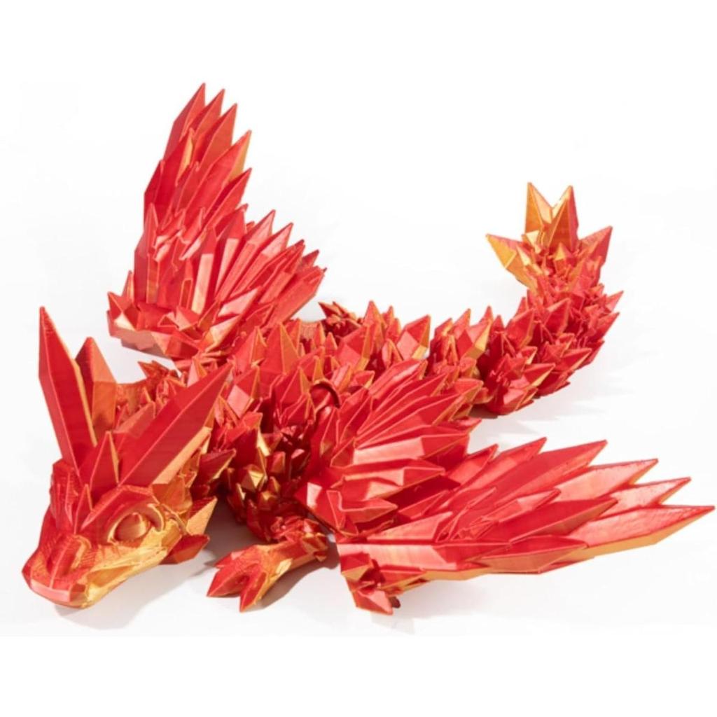 1pc 3D Printed Dragon with Wings,Articulated Crystal Wing Dragon, Flexible CrystalWing Dragon,Dragon Fidget Toy Gift for Dragon Lovers