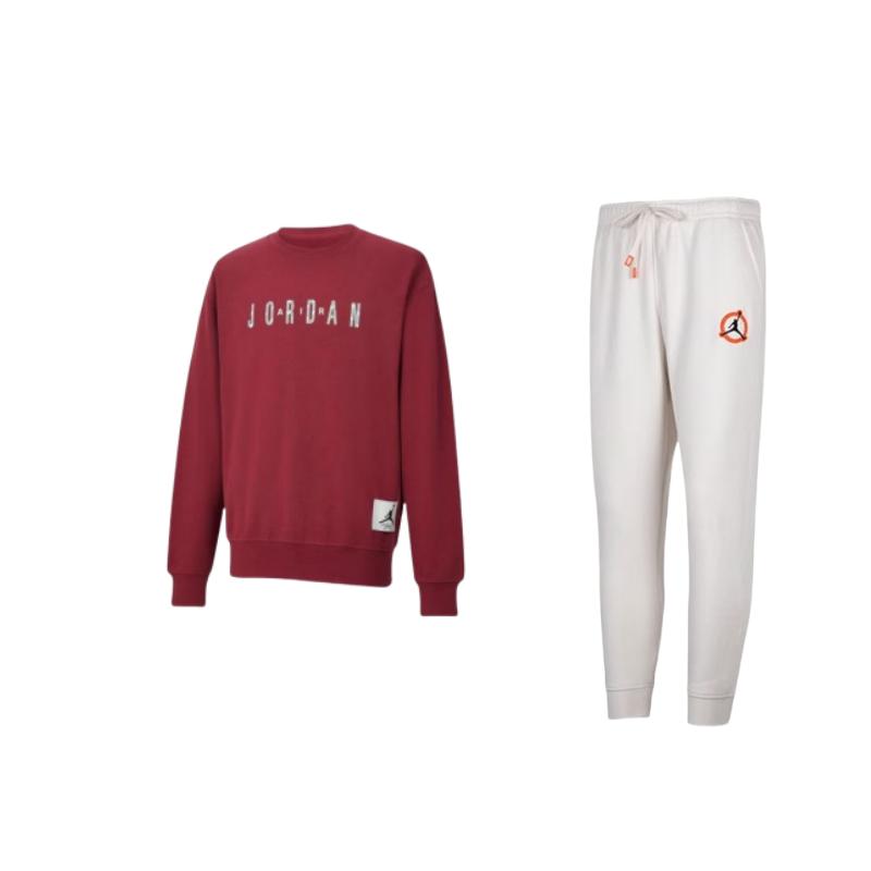 

Jordan Simple Digital Print Crew Neck Pullover Sweatshirt And Cuffed Pants Casual Sports Set Men sweatshirt, pants DV7597-030+FZ6437-617 M