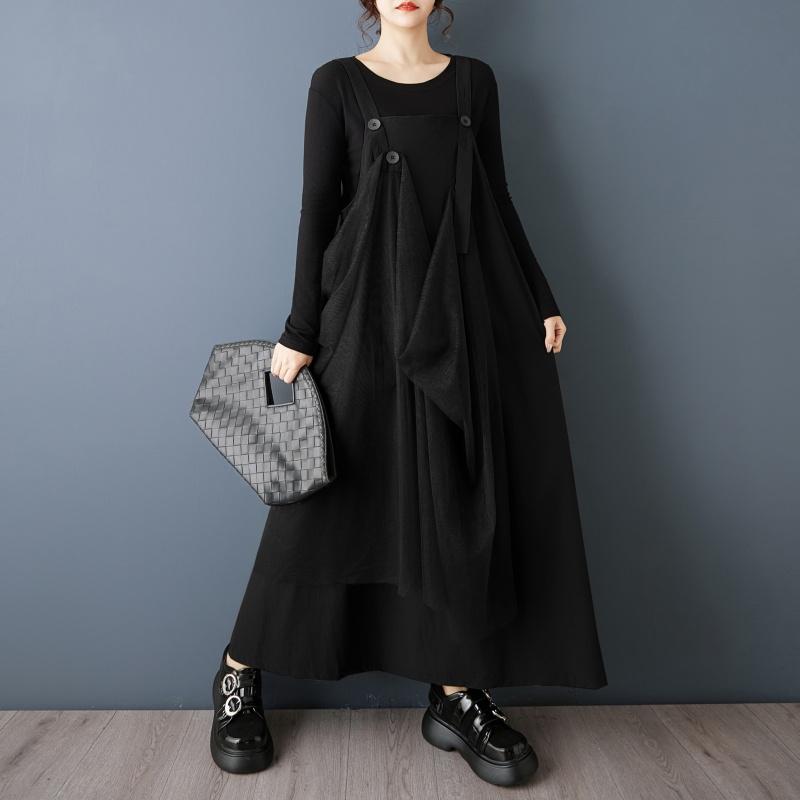 DIMANAF 2026 Spring Summer Women Plus Size Dress Maxi Long Dress Sleeveless Mesh Loose Casual Dresses