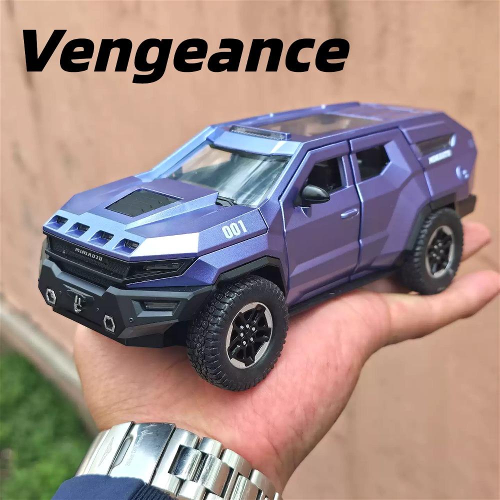 1:24 Scale Rezvani Vengeance RAM MAMMOTH Alloy Car Model Toy Pull Back Music Light Cross-Country Vehicles Home Decoration