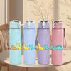 1PC Pastel Colorful Dinosaurs 750ml Color Plastic Sports Water Bottle Leakproof Flip Straw Lid Suitable for Sports Office Home Use