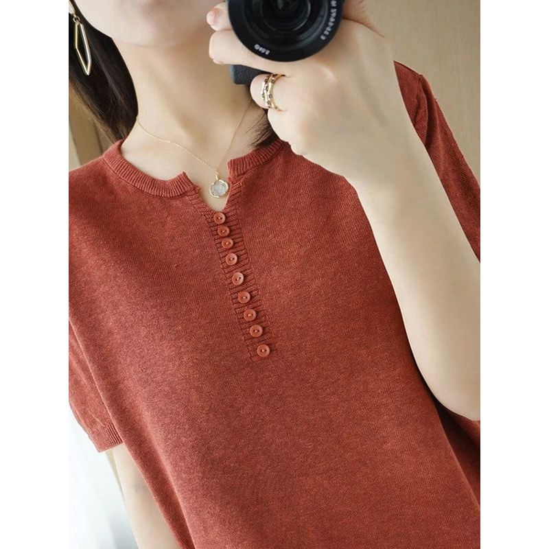 T-shirt V-neck Pullover Loose Half Sleeve Pullover Loose Half Sleeve V Neck T-shirt